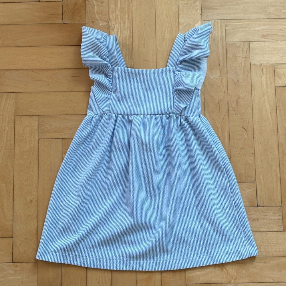 Zara Seersucker Ruffle Sleeveless Toddler dress
